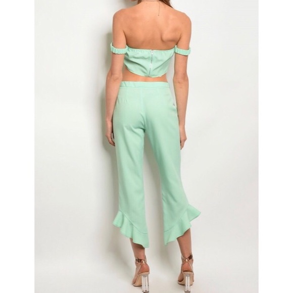NWT Mint Crop Top And Trouser Set - Picture 4 of 6